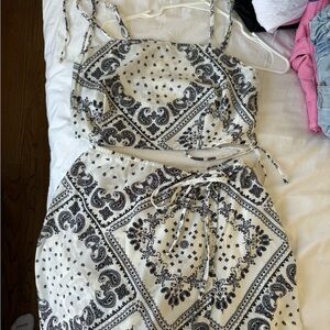 Black and White Paisley Two-Piece Set